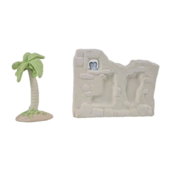 Precious Moments WALL AND PALM TREE Nativity Accessory Set 694630 Pewter - Picture 1 of 5